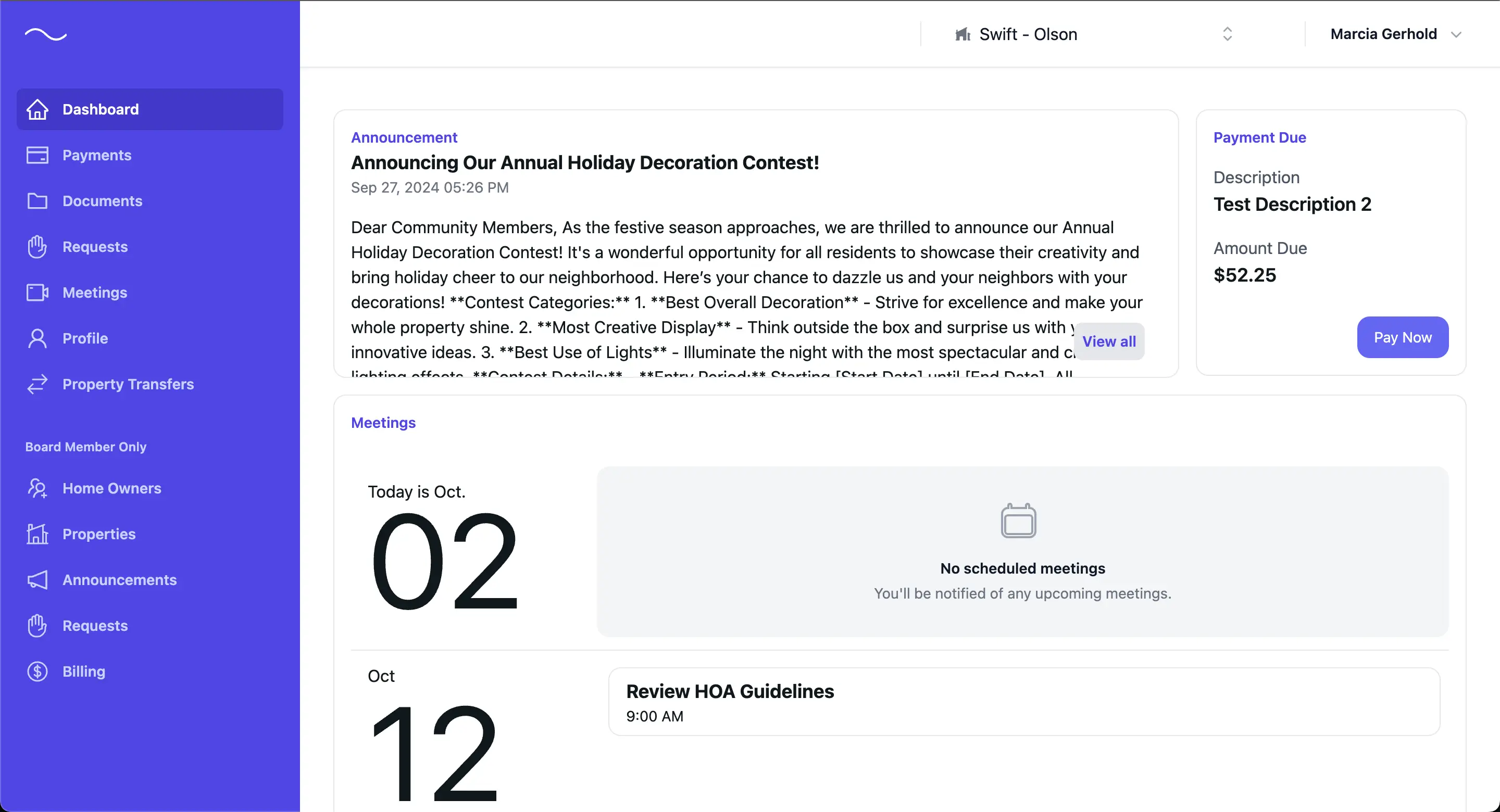 Screenshot of the HOA Companion self managed hoa software dashboard for homeowner association management, financial tracking, and community updates.