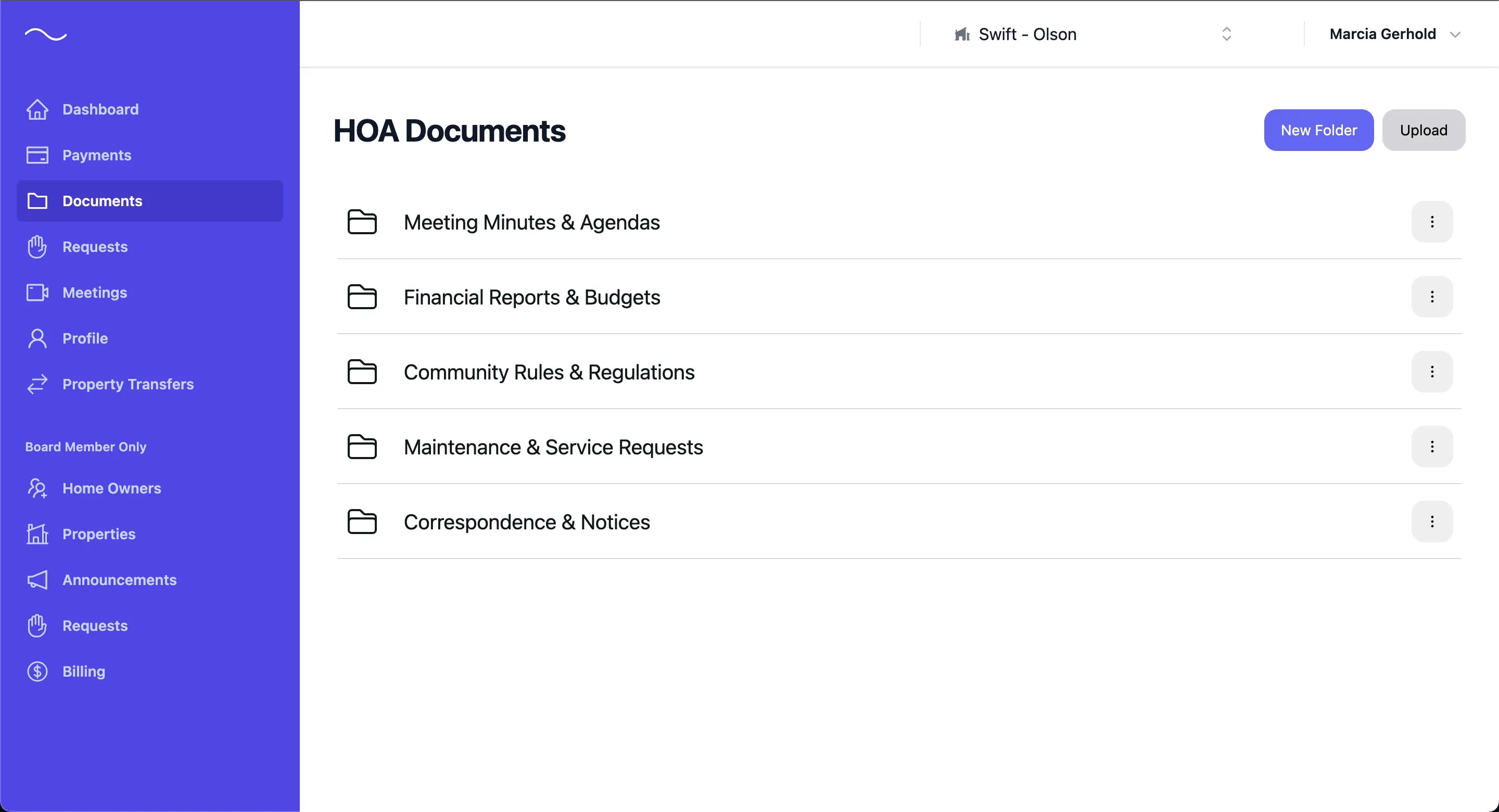 Screenshot of the HOA Companion document management system for streamlined HOA file access.